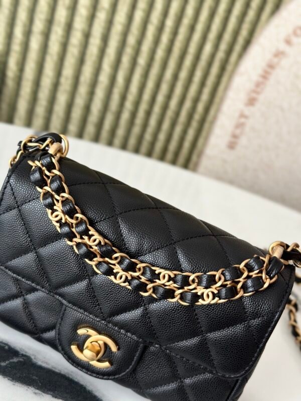 Chanle Mini Flap Bag Grained Calfskin & Gold-Tone Meta