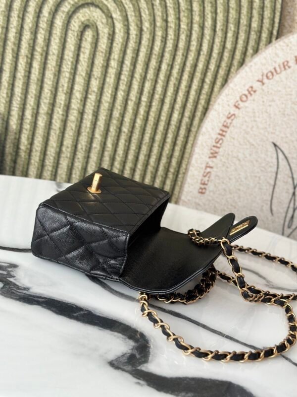 Chanle Mini Flap Bag Grained Calfskin & Gold-Tone Meta