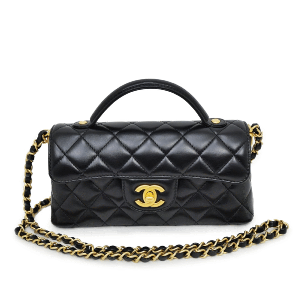 Chanel Mini Flap Bag with Top Handle Lambskin & Gold-Tone Metal Black