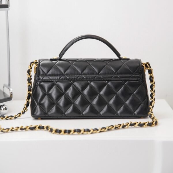 Chanel Mini Flap Bag with Top Handle Lambskin & Gold-Tone Metal Black
