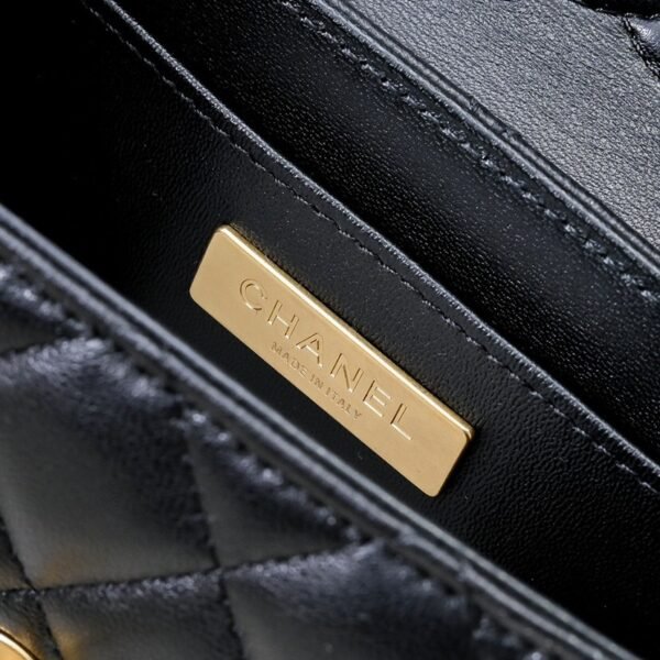 Chanel Mini Flap Bag with Top Handle Lambskin & Gold-Tone Metal Black