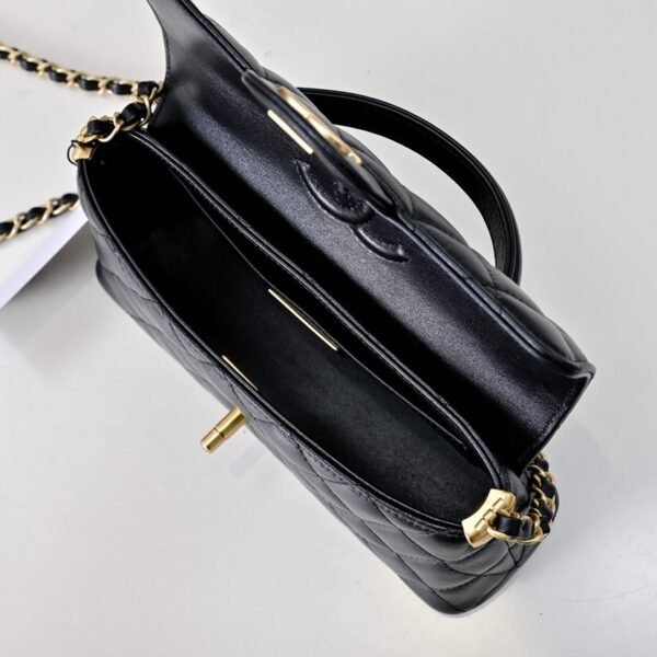 Chanel Mini Flap Bag with Top Handle Lambskin & Gold-Tone Metal Black
