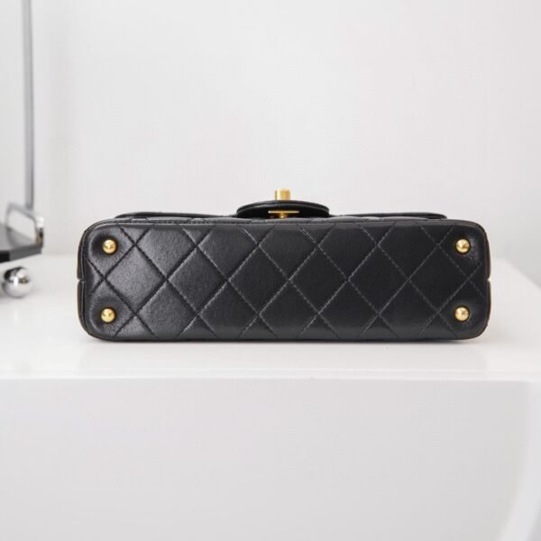 Chanel Mini Flap Bag with Top Handle Lambskin & Gold-Tone Metal Black