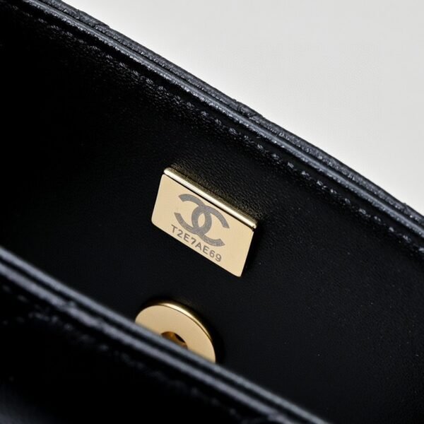 Chanel Mini Flap Bag with Top Handle Lambskin & Gold-Tone Metal Black