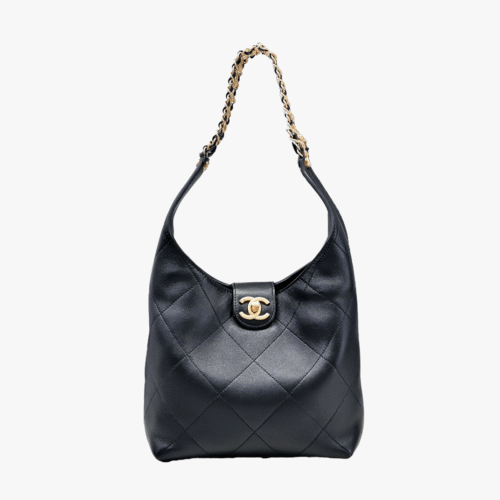 CHANEL Small hobo bag Shiny lambskin & gold-tone metal