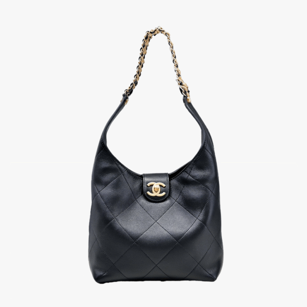 CHANEL Small hobo bag Shiny lambskin & gold-tone metal