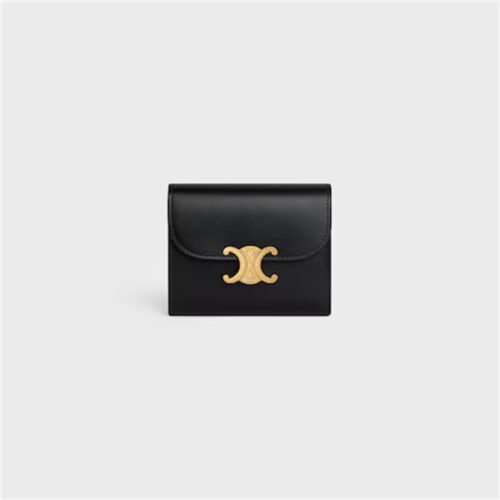 10D783DPV (1) SMALL FLAP WALLET TRIOMPHE IN SHINY CALFSKIN
