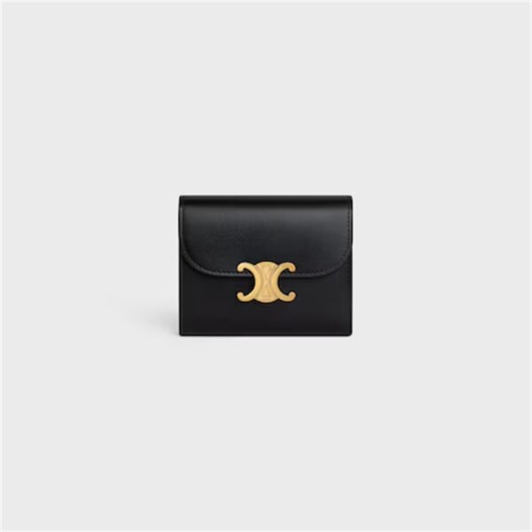 10D783DPV (1) SMALL FLAP WALLET TRIOMPHE IN SHINY CALFSKIN