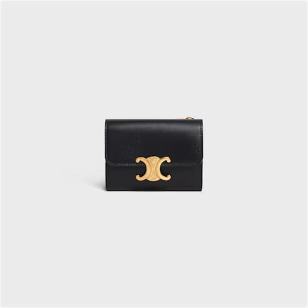 10I653DPV (1) COMPACT WALLET WITH COIN TRIOMPHE IN SHINY CALFSKIN