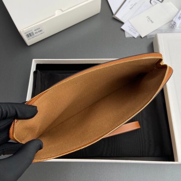 SMALL POUCH WITH STRAP CUIR TRIOMPHE IN RAFFIA EFFECT TEXTILE AND CALFSKIN