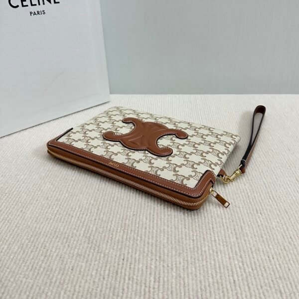 SMALL POUCH WITH STRAP CUIR TRIOMPHE IN TEXTILE WITH TRIOMPHE PRINT AND CALFSKIN