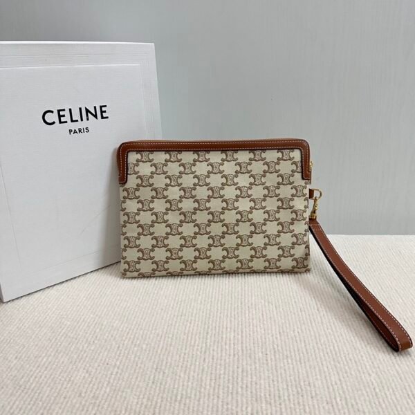 SMALL POUCH WITH STRAP CUIR TRIOMPHE IN TEXTILE WITH TRIOMPHE PRINT AND CALFSKIN