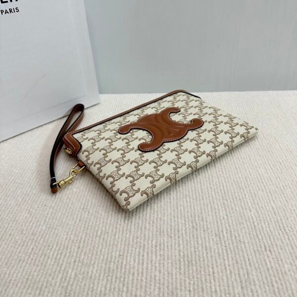 SMALL POUCH WITH STRAP CUIR TRIOMPHE IN TEXTILE WITH TRIOMPHE PRINT AND CALFSKIN