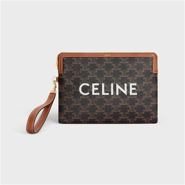 10J502FES (1) SMALL POUCH WITH STRAP CUIR TRIOMPHE IN TRIOMPHE CANVAS WITH CELINE PRINT