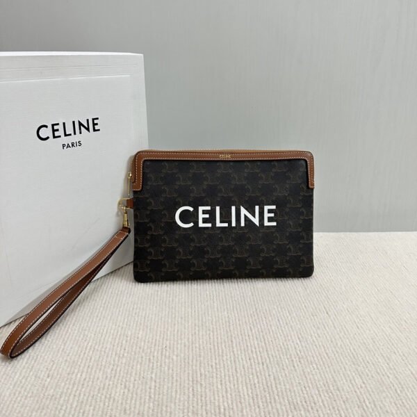 10J502FES (2) SMALL POUCH WITH STRAP CUIR TRIOMPHE IN TRIOMPHE CANVAS WITH CELINE PRINT