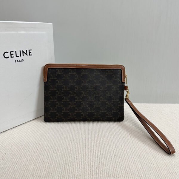 10J502FES (4) SMALL POUCH WITH STRAP CUIR TRIOMPHE IN TRIOMPHE CANVAS WITH CELINE PRINT