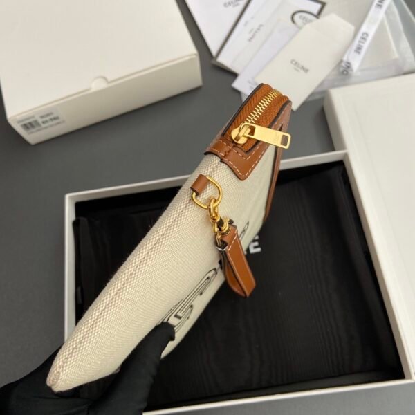 SMALL POUCH WITH STRAP IN TEXTILE WITH ANCHOR EMBROIDERY AND CALFSKIN