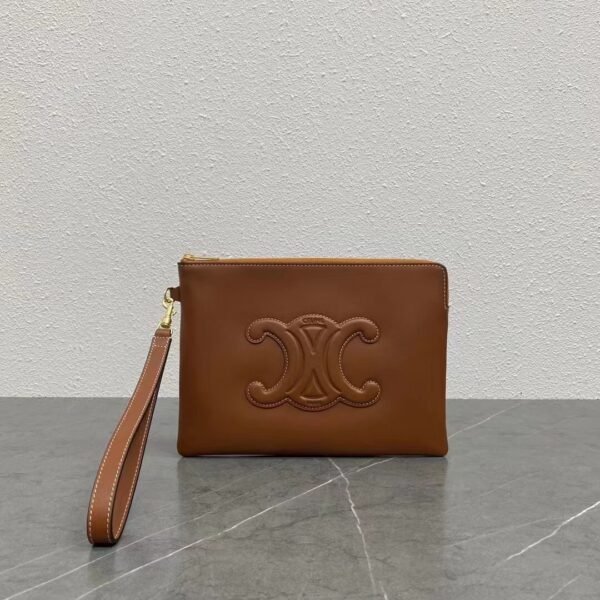 SMALL POUCH WITH STRAP CUIR TRIOMPHE IN SMOOTH CALFSKIN