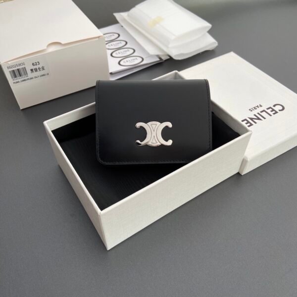 TRIOMPHE COMPACT WALLET IN SHINY CALFSKIN