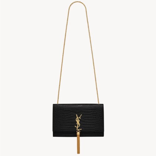 KATE MEDIUM TASSEL IN CROCODILE-EMBOSSED LEATHER