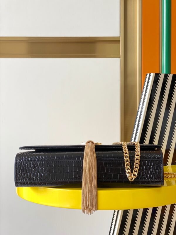 KATE MEDIUM TASSEL IN CROCODILE-EMBOSSED LEATHER