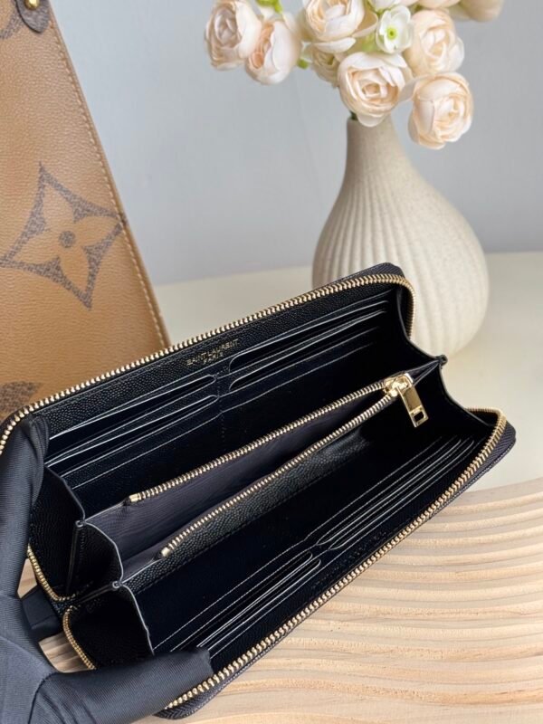 358094BOW011000 (3) CASSANDRE MATELASSÉ ZIP AROUND WALLET IN GRAIN DE POUDRE LEATHER