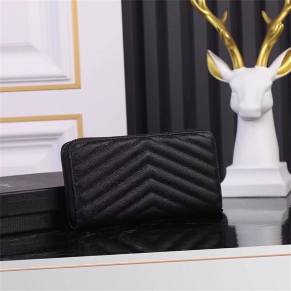 358094BOW081000 (3) CASSANDRE MATELASSÉ ZIP AROUND WALLET IN GRAIN DE POUDRE LEATHER