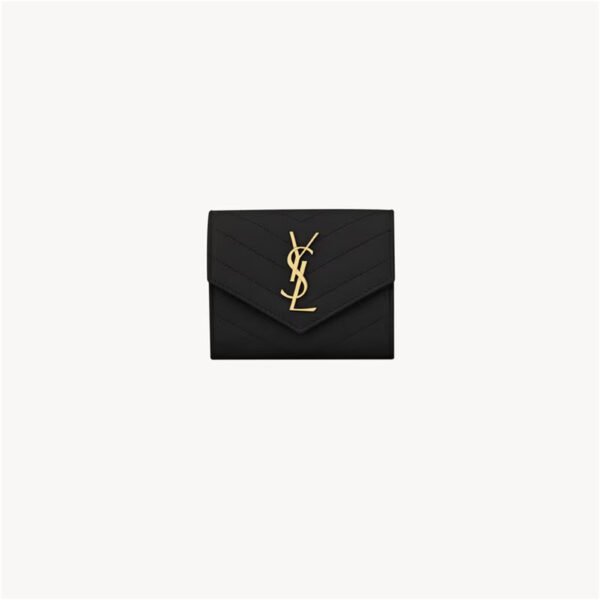 403943BOW011000 (1) CASSANDRE MATELASSÉ COMPACT TRI FOLD WALLET IN GRAIN DE POUDRE LEATHER