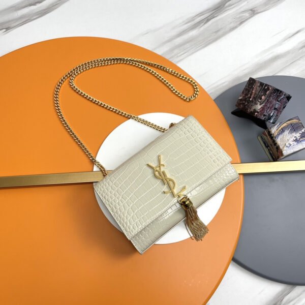 KATE SMALL TASSEL IN CROCODILE-EMBOSSED LEATHER