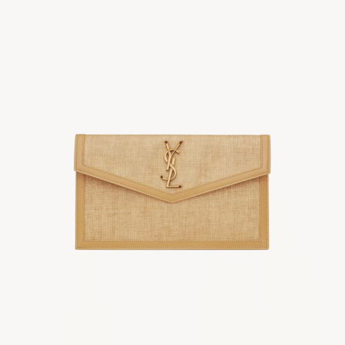 5657392UF2W9985 (1) UPTOWN POUCH IN MICRO RAFFIA