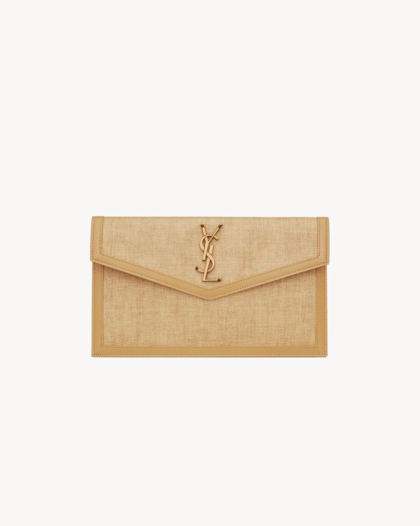 5657392UF2W9985 (1) UPTOWN POUCH IN MICRO RAFFIA