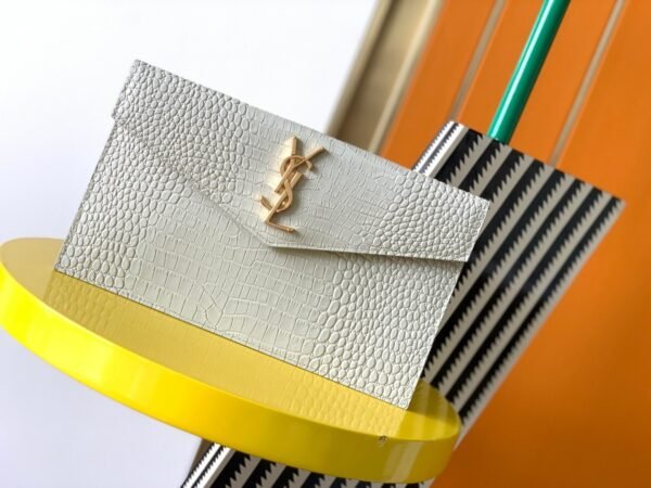 UPTOWN POUCH IN CROCODILE-EMBOSSED SHINY LEATHER