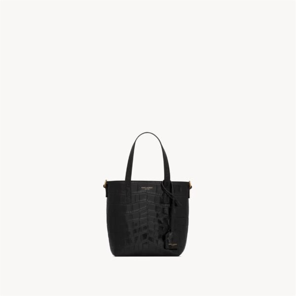 712367AAAOH1000 (1) MINI TOY SHOPPING SAINT LAURENT IN CROCODILE-EMBOSSED LEATHER