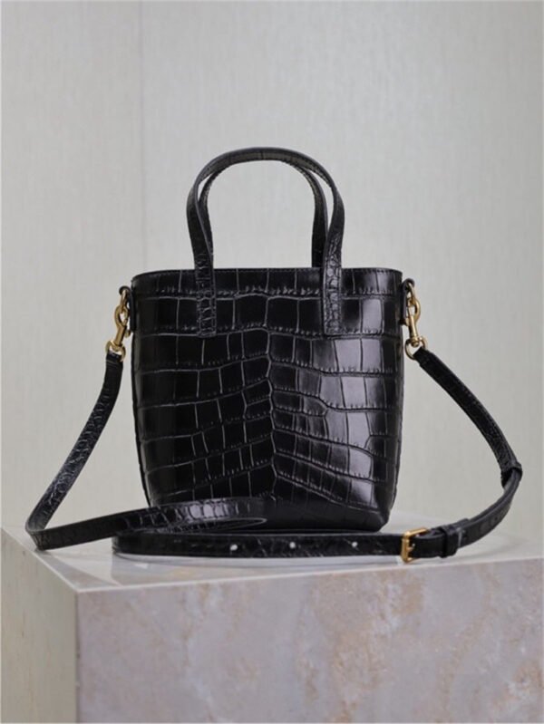 712367AAAOH1000 (4) MINI TOY SHOPPING SAINT LAURENT IN CROCODILE-EMBOSSED LEATHER