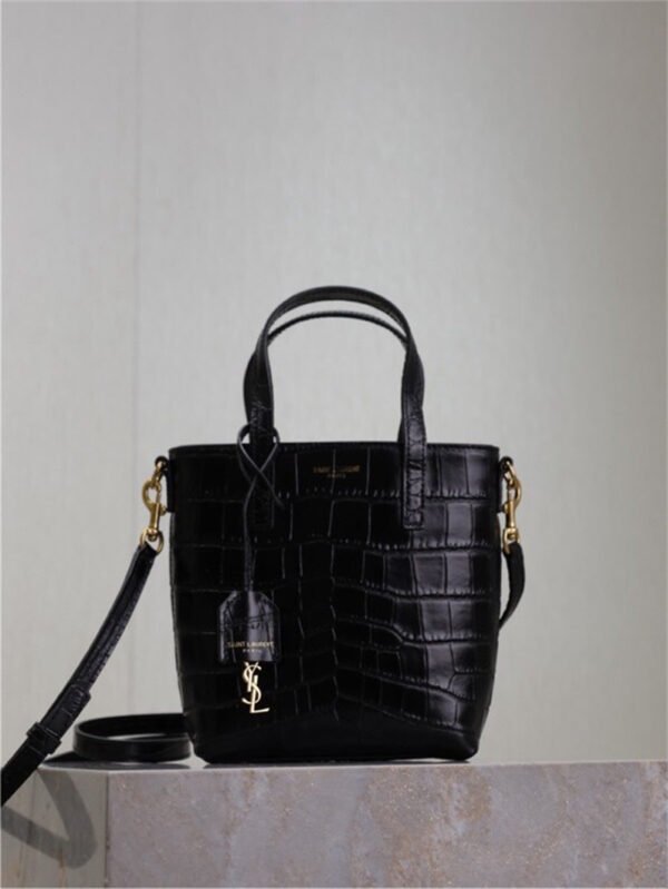 712367AAAOH1000 (6) MINI TOY SHOPPING SAINT LAURENT IN CROCODILE-EMBOSSED LEATHER