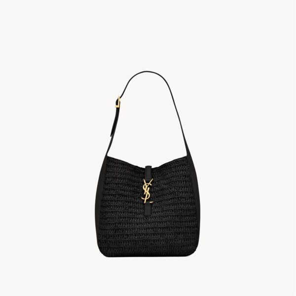 LE 5 À 7 SUPPLE SMALL IN RAFFIA AND LEATHER