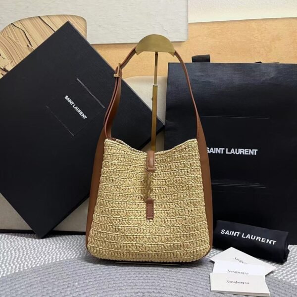 823812GAAEZ2791 (1) LE 5 À 7 SUPPLE SMALL IN RAFFIA AND LEATHER