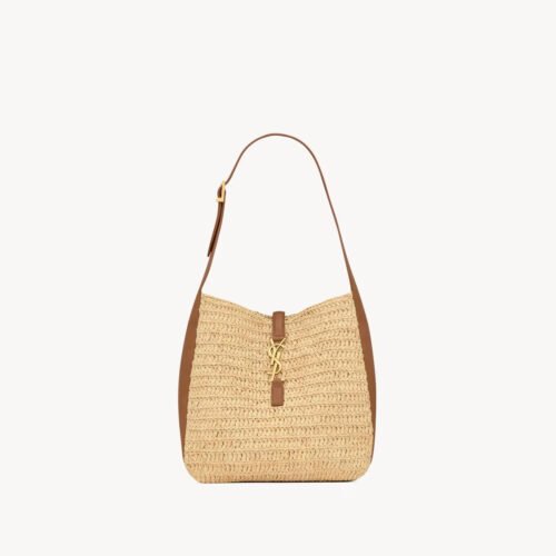 LE 5 À 7 SUPPLE SMALL IN RAFFIA AND LEATHER