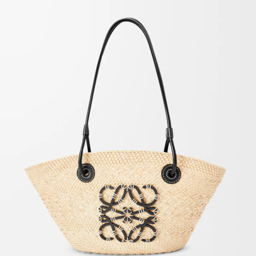 A223P65X01 (1) Small Anagram Basket bag in iraca palm and calfskin
