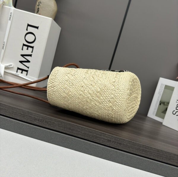 Small Anagram Basket bag in iraca palm and calfskin