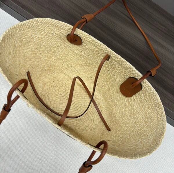 Small Anagram Basket bag in iraca palm and calfskin