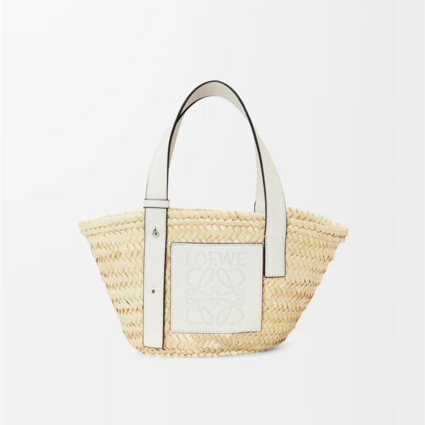 A223S93X04 (1) Small Basket bag in palm leaf and calfskin