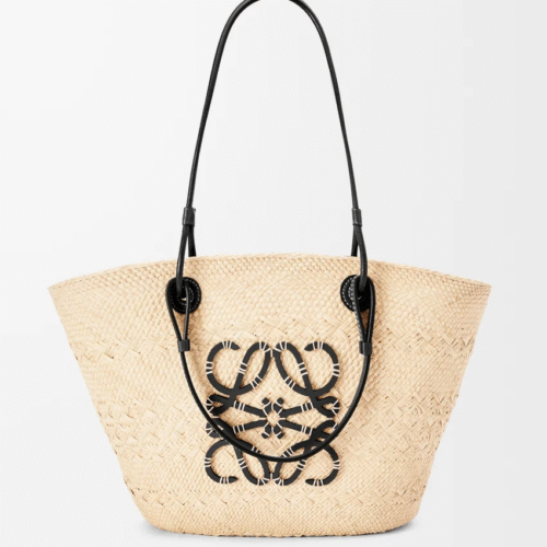 Medium Anagram Basket bag in iraca palm and calfskin