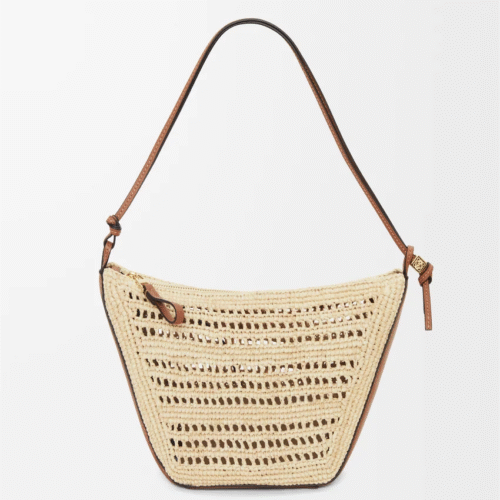 Mini Hammock Hobo in raffia and calfskin