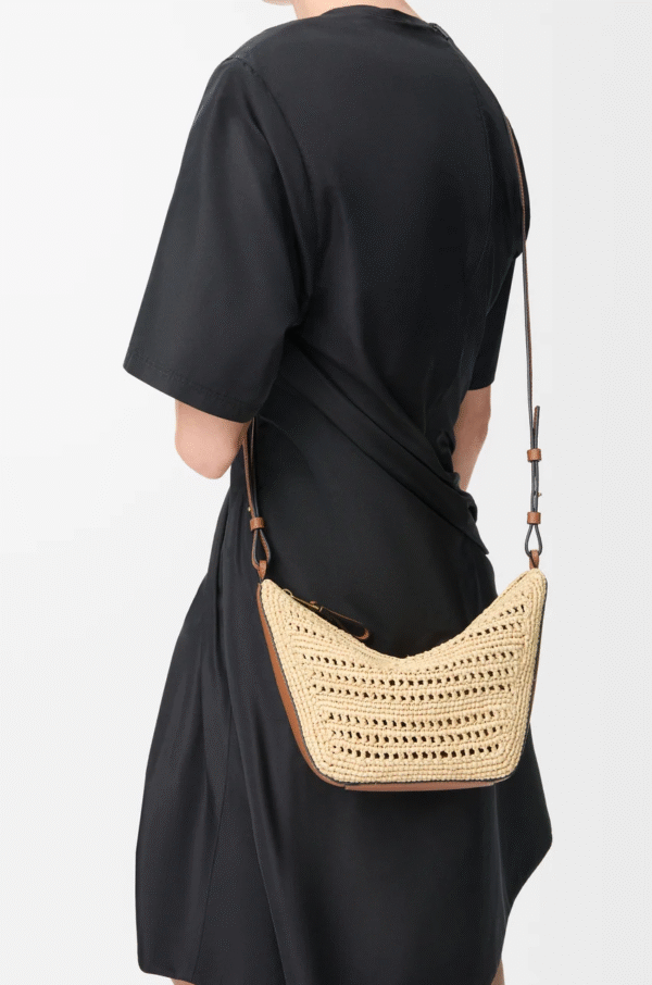 Mini Hammock Hobo in raffia and calfskin