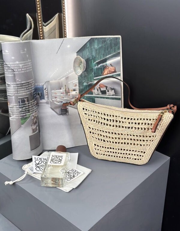 Mini Hammock Hobo in raffia and calfskin