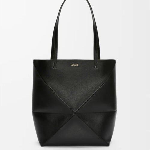 Medium Puzzle Fold tote in shiny calfskin