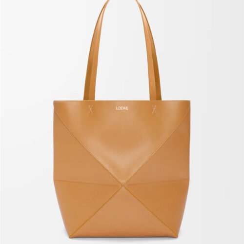 Medium Puzzle Fold tote in shiny calfskin