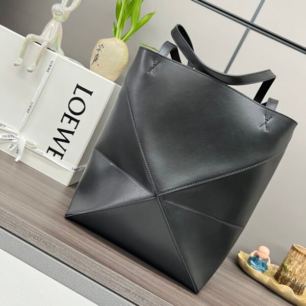 Medium Puzzle Fold tote in shiny calfskin