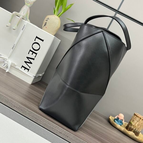 Medium Puzzle Fold tote in shiny calfskin
